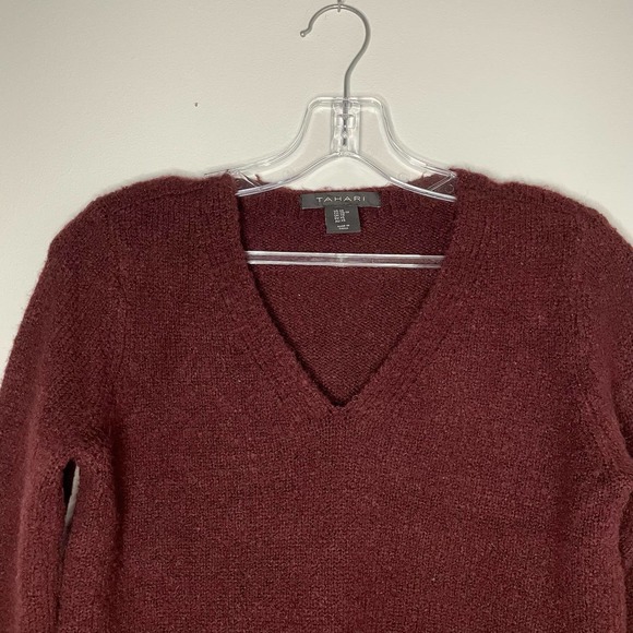 Tahari Maroon Sweater Womens Size XP Pullover Fall Winter Basic Preppy Warm Cozy - Picture 7 of 8